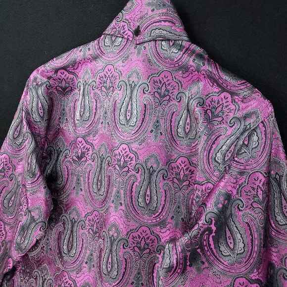 Angelino for Bermuda Flip Cuffs Paisley Western Button Front Long Sleeve Shirt - Picture 11 of 12